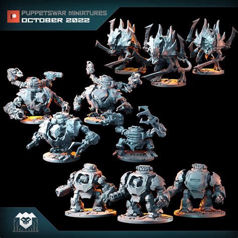 Puppetswar's Patreon has amazing STL files each month, and along with their resin miniatures, make great affordable alternatives for Warhammer 40k Click. . Puppetswar miniatures